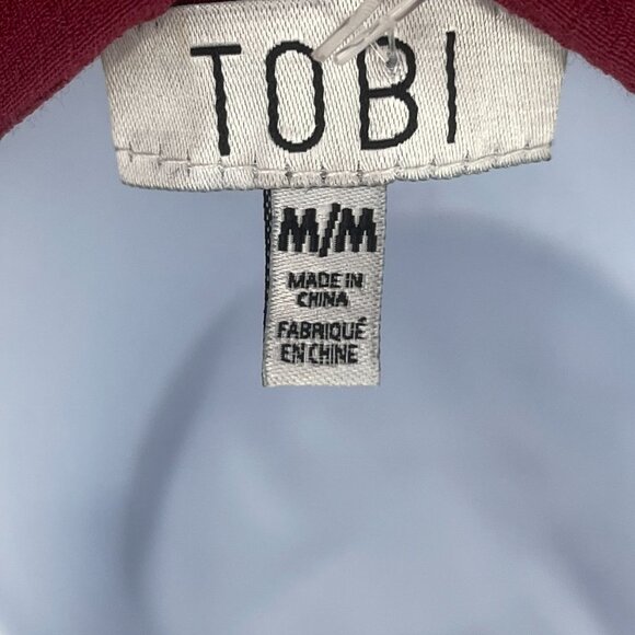 Tobi Button Up Shirt Dress Long Sleeve Collared Faux Wrap Draped Burgundy - Picture 8 of 9